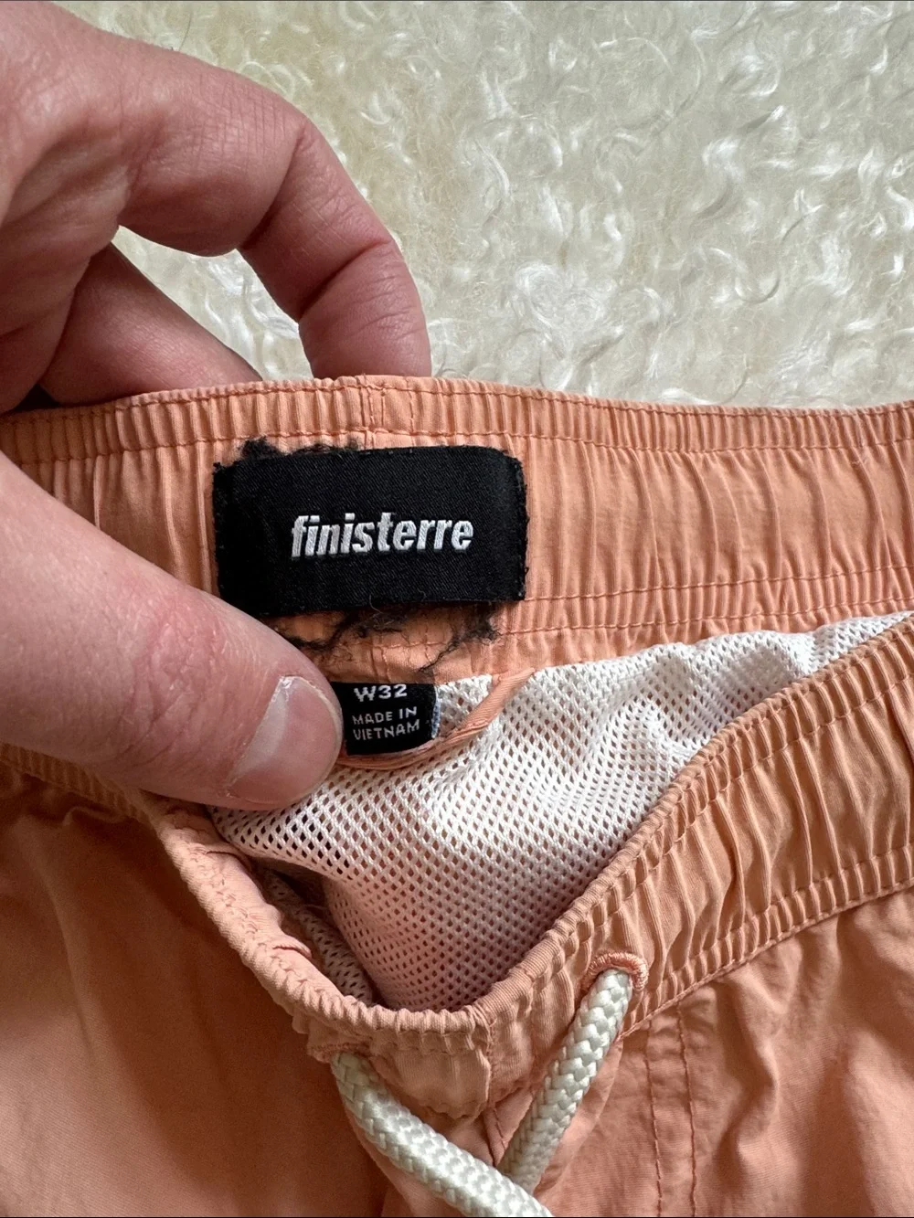 FINISTERRE, Men’s Coral-Peach Swim Trunks with Drawstring